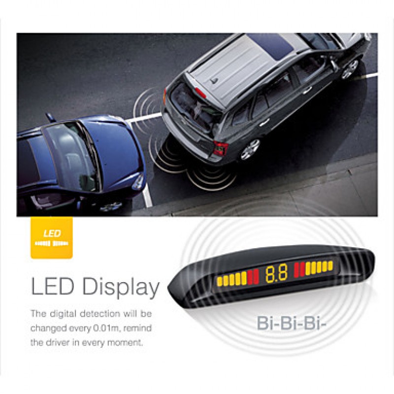 EBATC2 4 Waterproof Dual-Intelligent Compact LED DisplayRear Parking Sensor,Parking Assist System