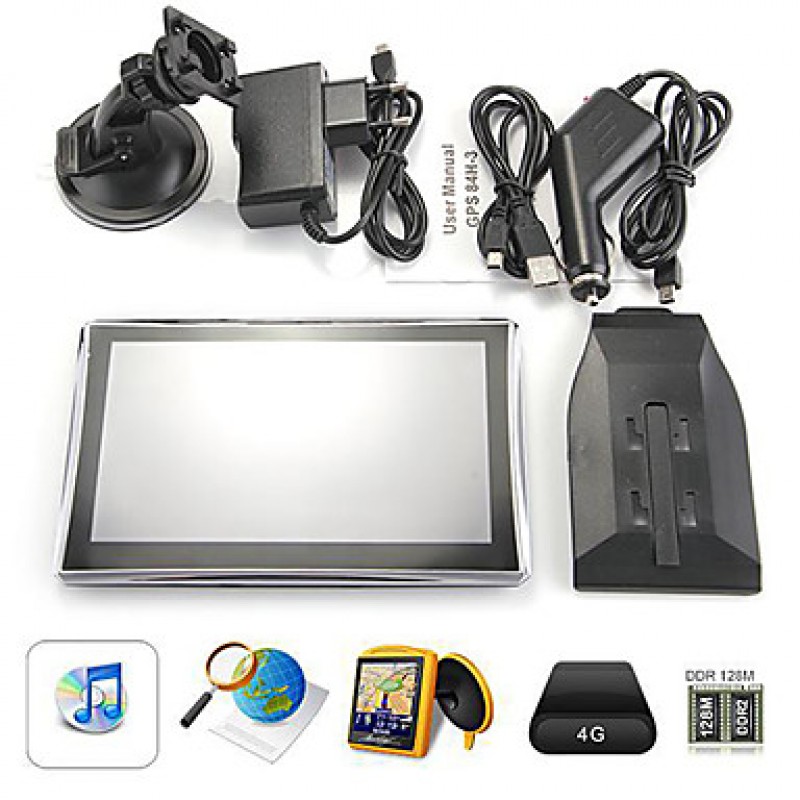 Click to view larger imageCar 7 TFT Touch Screen GPS Navigator FM RAM 128MB 4GB with Australia Map Black