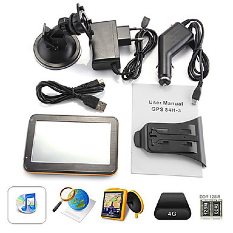 Car 4.3 TFT Touch Screen GPS Navigation FM RAM 128MB 4GB+America Map