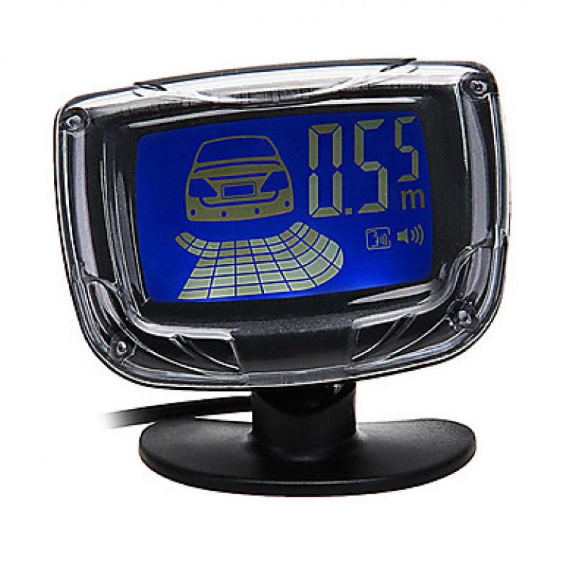 Car LCD Display Reverse Backup Radar Rear System with 4 Parking Sensors Black
