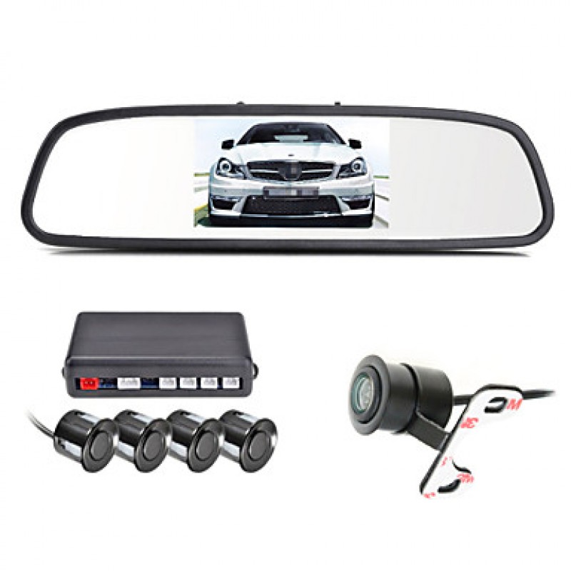 4.3 Inch 4 probe Parking Sensors LCD Display Camera Video Car Reverse Backup Radar System Kit Buzzer Alarm 12V