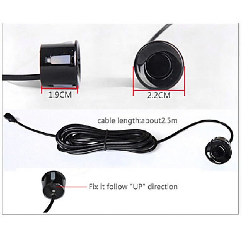 Car LED Parking Reverse Probe Backup Radar System Double CPU + 4 Sensor