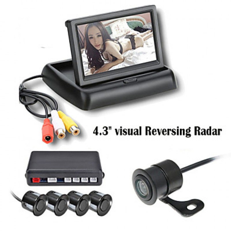 4.3 Inch 4 probe Parking Sensors LCD Display Camera Video Car Reverse Backup Radar System Kit Buzzer Alarm 12V