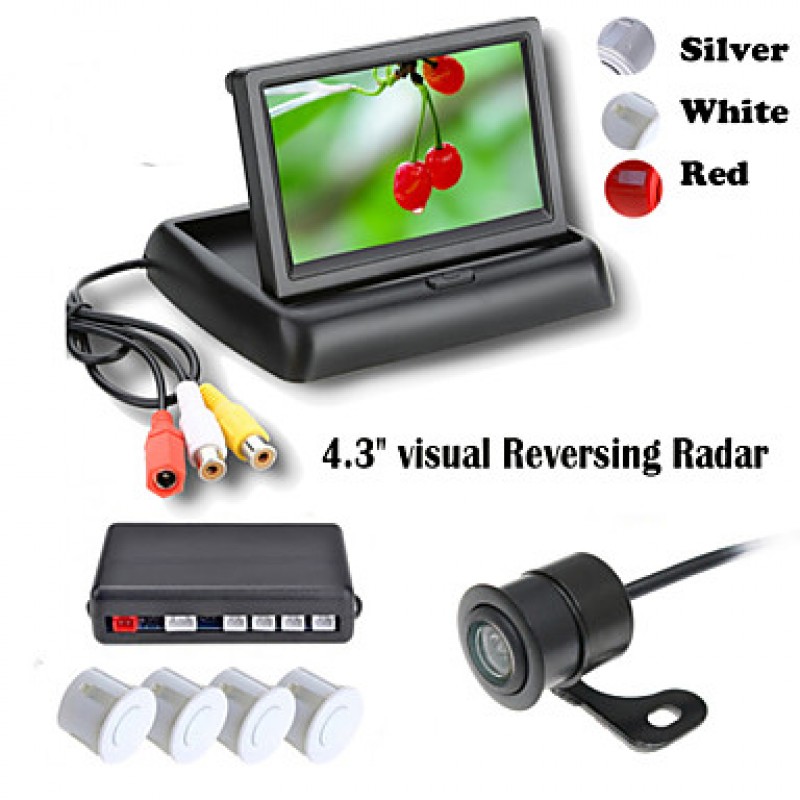4.3 Inch 4 probe Parking Sensors LCD Display Camera Video Car Reverse Backup Radar System Kit Buzzer Alarm 12V