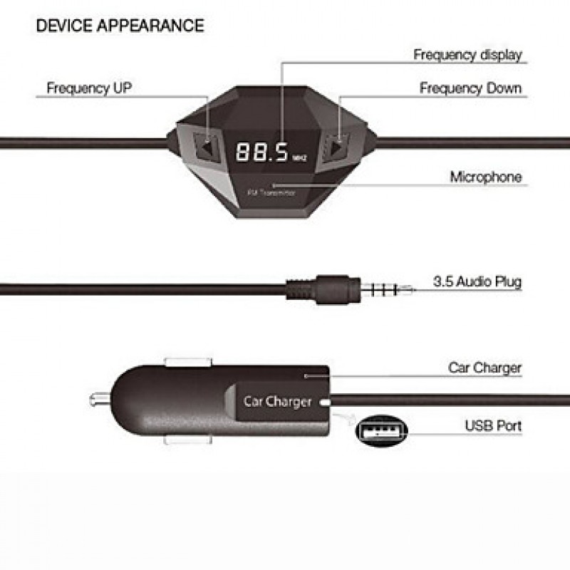 Bluetooth FM Transmitter, Universal Wireless FM Transmitter/Mp3 Player/Car Charger