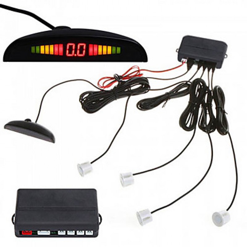 Car LED Parking Reverse Backup Radar System with Backlight Display with 4 Sensors (Multiple Colors)