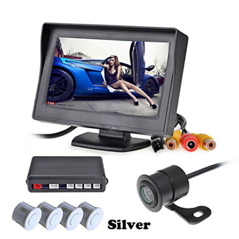 4.3 Inch 4 probe Parking Sensors LCD Display Camera Video Car Reverse Backup Radar System Kit Buzzer Alarm 12V