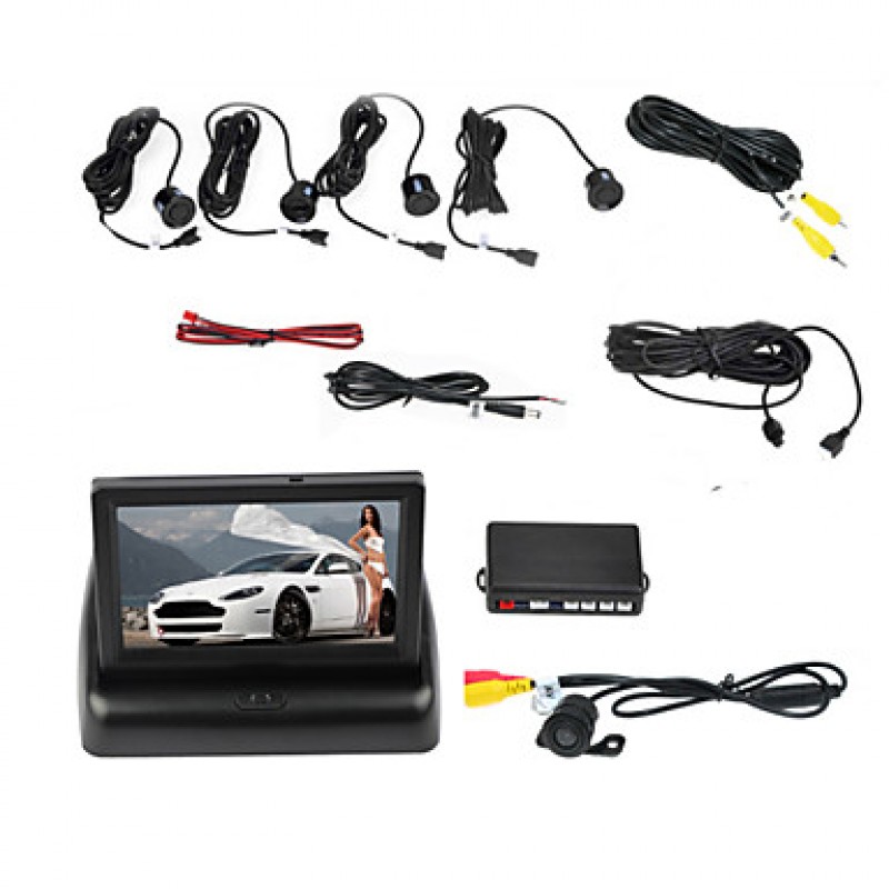 4.3 Inch 4 probe Parking Sensors LCD Display Camera Video Car Reverse Backup Radar System Kit Buzzer Alarm 12V