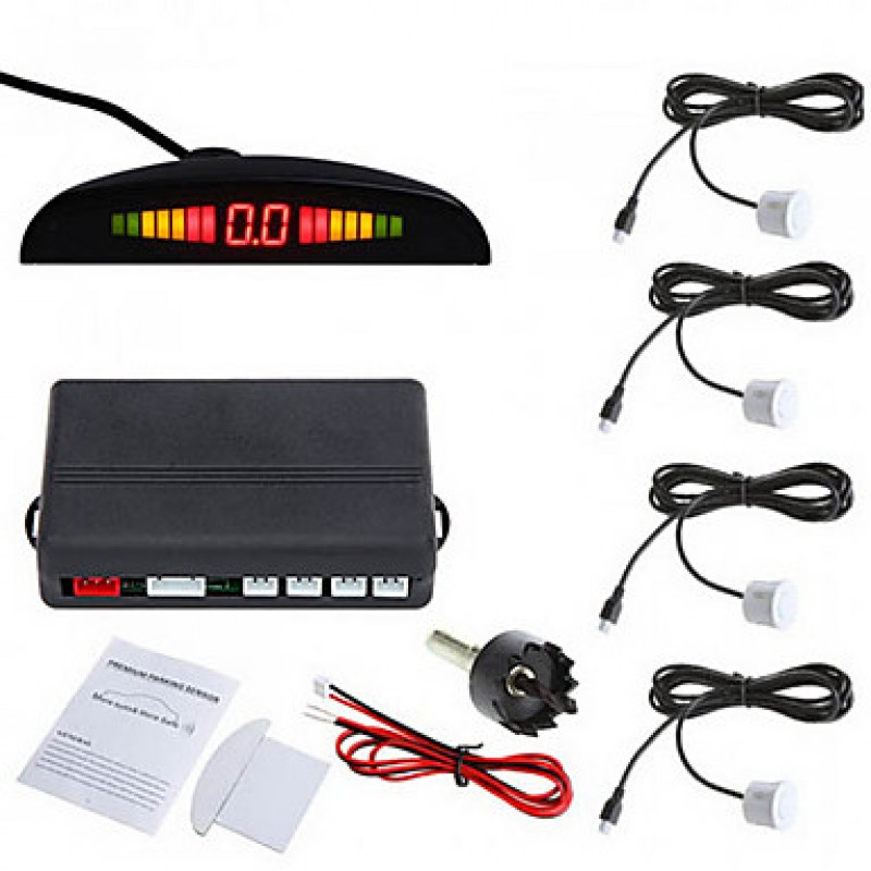 Car LED Parking Reverse Backup Radar System with Backlight Display with 4 Sensors (Multiple Colors)