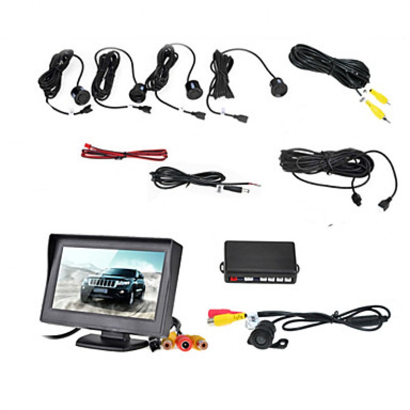 4.3 Inch 4 probe Parking Sensors LCD Display Camera Video Car Reverse Backup Radar System Kit Buzzer Alarm 12V