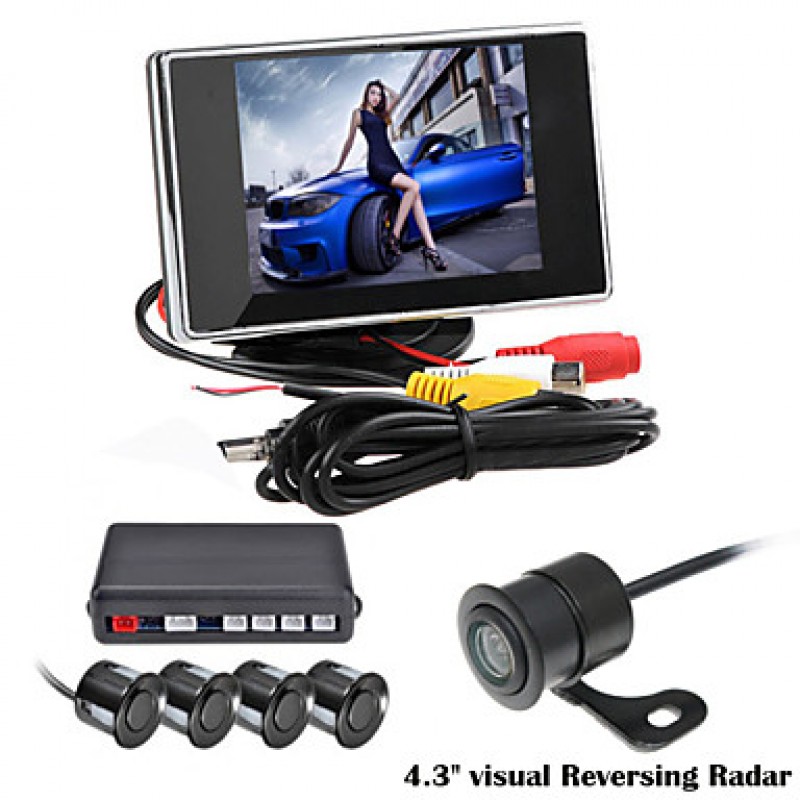 3.5 Inch 4 probe Parking Sensors LCD Display Camera Video Car Reverse Backup Radar System Kit Buzzer Alarm 12V