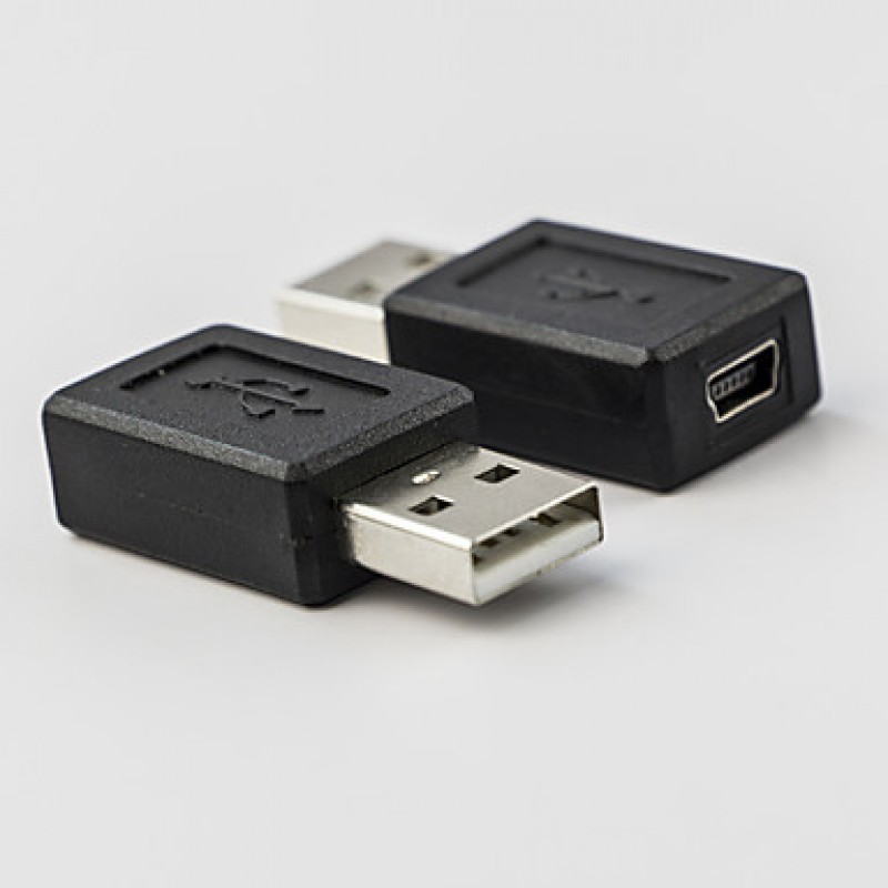 Car Straight Black USB 2.0 A Male to Mini USB 5 Pin Female Adapter Converter