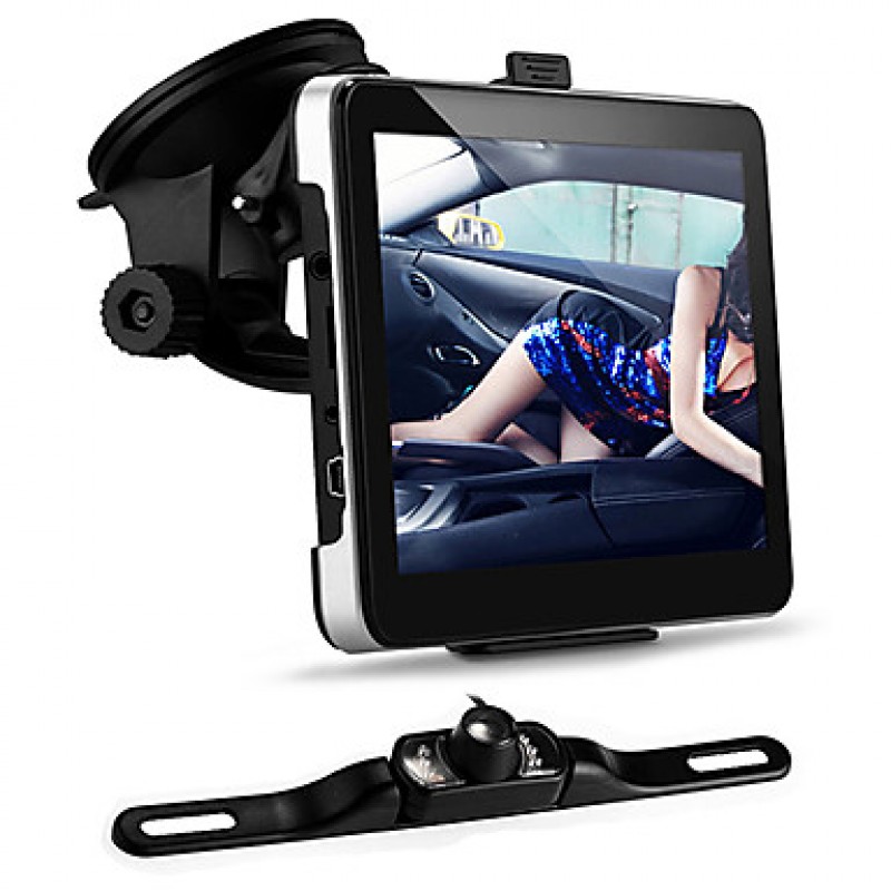 Car 7 GPS Navigation Bluetooth 4GB Map + 7 LED IR Night Vision Rearview Camera