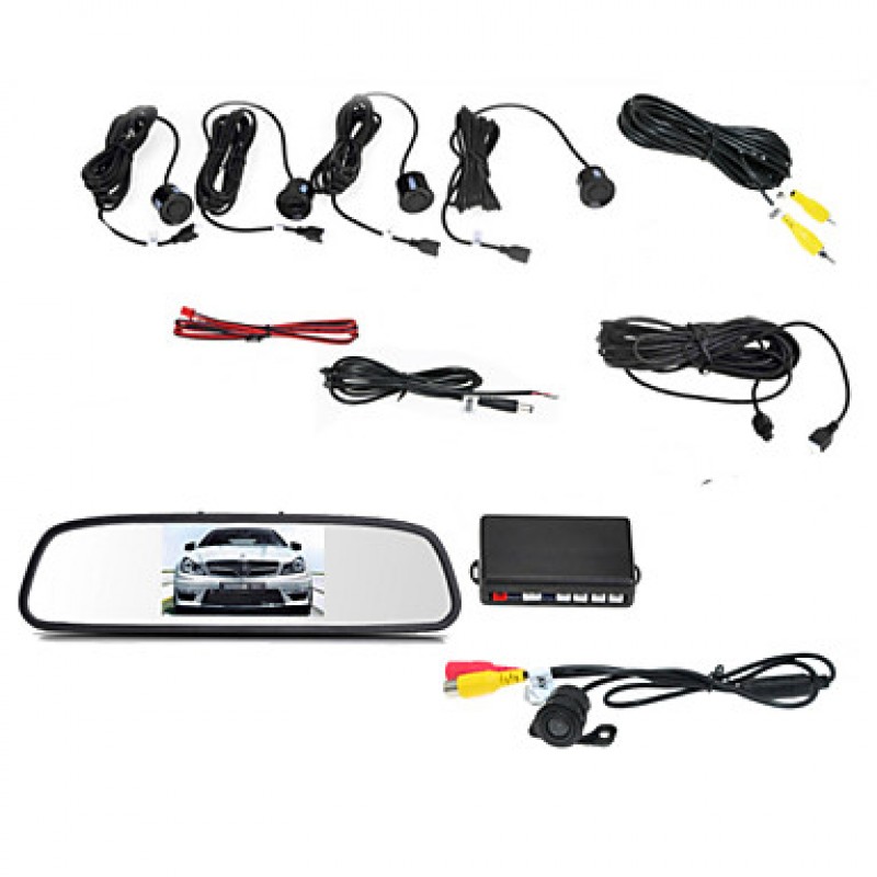 4.3 Inch 4 probe Parking Sensors LCD Display Camera Video Car Reverse Backup Radar System Kit Buzzer Alarm 12V